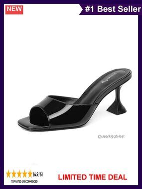 Square Toe Transparent Heel Stiletto Sandals Slip On Mules